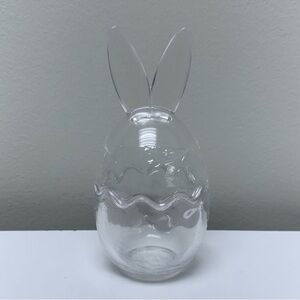 NEW! Clear Hobby Lobby glass egg with bunny ears candy dish